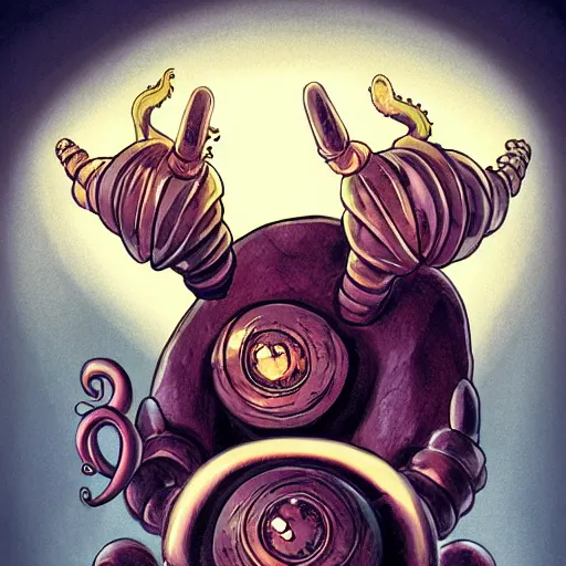 Image similar to Orb monster with many ears, no eyes, tentacles holding guns, D&D, high quality, trending on artlist