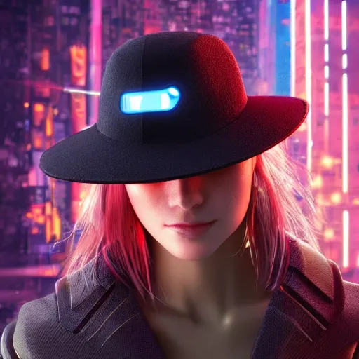 Image similar to a hat from the future, cyberpunk, highly detailed, epic lighting, hyper photorealism, 8 k