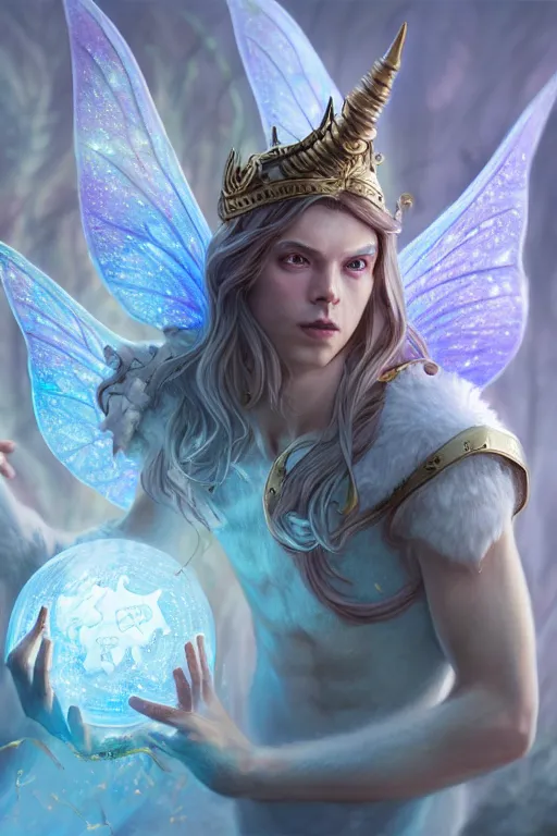 Image similar to legendary fairy prince wizard cast a spell, highly detailed, d & d, fantasy, highly detailed, digital painting, trending on artstation, concept art, sharp focus, illustration, global illumination, ray tracing, realistic shaded, art by artgerm and greg rutkowski and fuji choko and viktoria gavrilenko and hoang lap