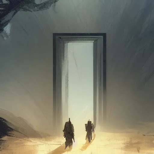 Prompt: a door in the desert leads to forest on the other side, dramatic lighting, illustration by greg rutkowski, yoji shinkawa, 4 k, digital art, concept art, trending on artstation