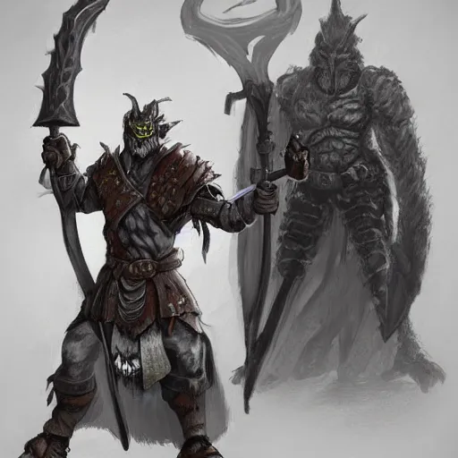 Image similar to a lone warrior standing alone before a horde of goblins flaming sword in hand fantasy D&D trending on artstation award winning