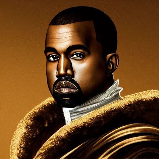 Image similar to Portrait of Kanye West as emperor napoleon, amazing splashscreen artwork, splash art, head slightly tilted, natural light, elegant, intricate, fantasy, atmospheric lighting, cinematic, photo realistic