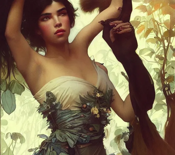 Image similar to photography dualipa with hands - up and hairy armpits, deep focus, intricate, elegant, highly detailed, digital painting, artstation, concept art, matte, sharp focus, illustration, art by artgerm and greg rutkowski and alphonse mucha and gil elvgren