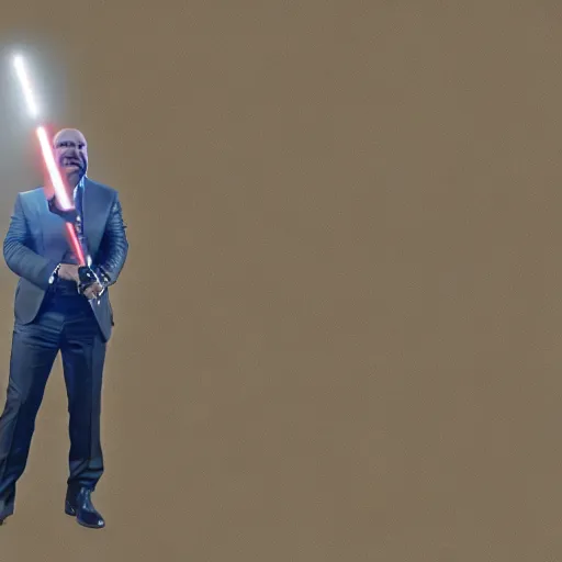 Image similar to steve harvey holding a lightsaber, beautiful dynamic lighting, cinematic, extremely high detail, photo realistic, cinematic lighting, 8 k