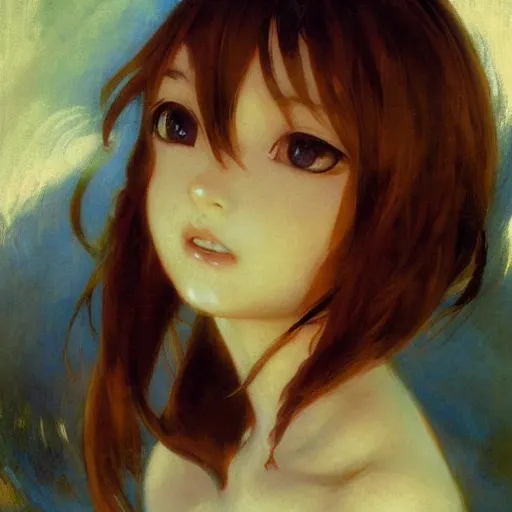 Image similar to cute anime girl faces, painting by charles lidderdale, gaston bussiere, craig mullins, j. c. leyendecker