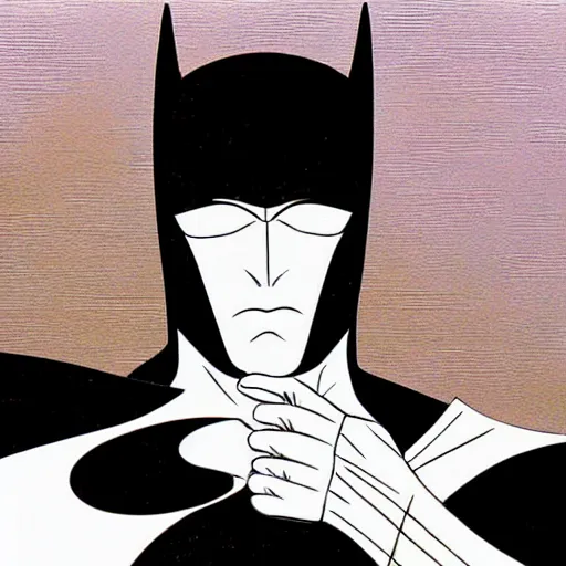 Image similar to batman the prince of night, digital art, utamaro kitagawa, banksy, frank miller style