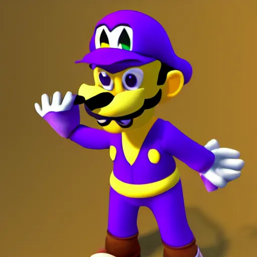 Prompt: waluigi from mario kart wearing a cat costume from peach, epic, unreal engine