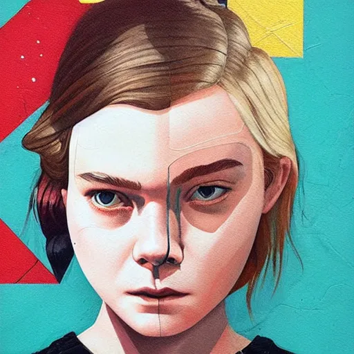 Image similar to Elle Fanning in The Last of Us picture by Sachin Teng, asymmetrical, dark vibes, Realistic Painting , Organic painting, Matte Painting, geometric shapes, hard edges, graffiti, street art:2 by Sachin Teng:4
