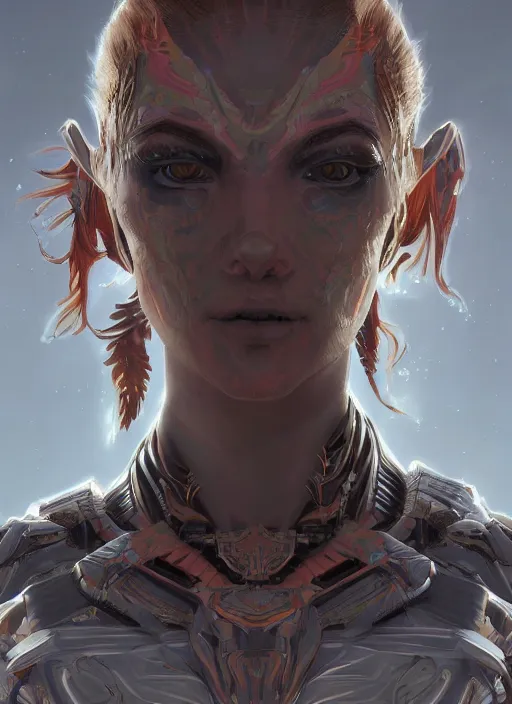 Image similar to asymmetry!! portrait of jupiter alien in the style of horizon zero dawn, machine face, intricate, elegant, highly detailed, digital painting, artstation, concept art, smooth, sharp focus, illustration, art by artgerm and greg rutkowski and alphonse mucha, 8 k