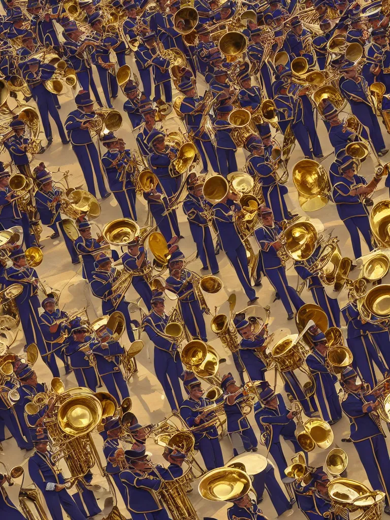 Image similar to marching band by disney concept artists, blunt borders, rule of thirds, golden ratio, godly light