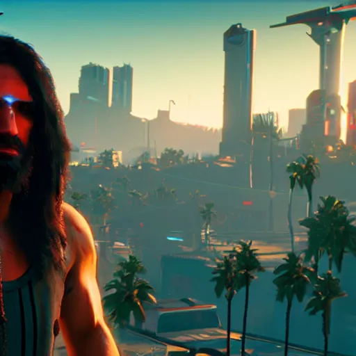 Prompt: jesus christ talking on the phone, style of cyberpunk 2 0 7 7