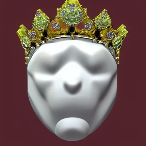 Prompt: many - sided gemstone that shaped like a face wearing a crown, 3 d render