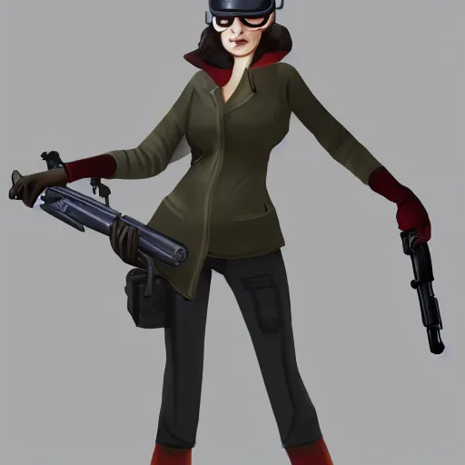 Image similar to spy from team fortress 2 as a woman, concept art, trending in artstation, artstationHD, artstationHQ, highly detailed, 4k