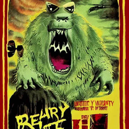 Prompt: b - grade horror film budget production a very strange creature rat fink