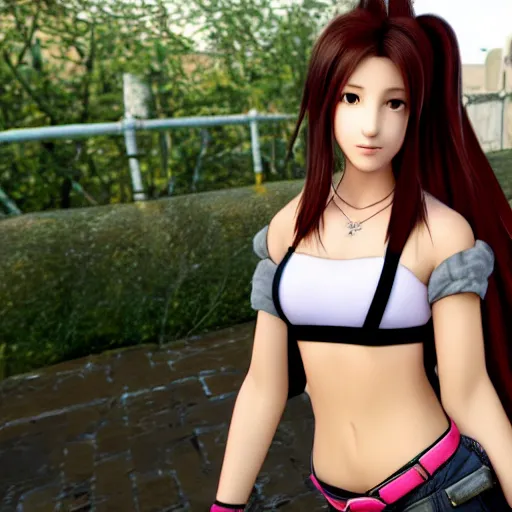 Image similar to aerith gainsborough mixed with tifa lockhart