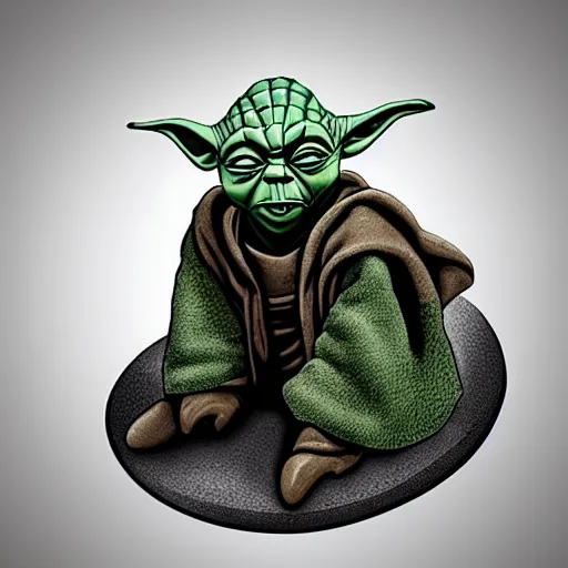 Image similar to yoda sitting on toilet seat