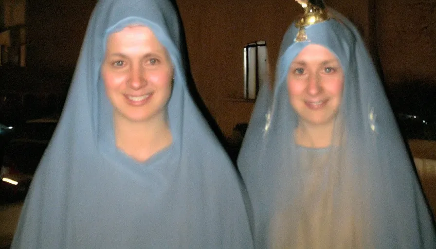 Image similar to 2 0 0 8 nokia flipphone footage of marian apparition, subject glowing