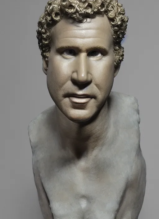 Image similar to Will Ferrell, sculpture by Michelangelo, highly detailed, 8k
