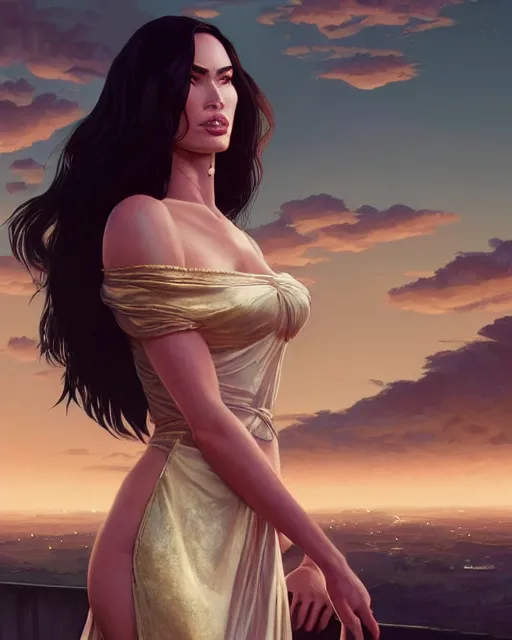 Prompt: portrait of Megan Fox as an elegant renaissance goddess, in GTA V, Stephen Bliss, unreal engine, by Greg Rutkowski, Loish, Rhads, Makoto Shinkai and Lois van baarle, ilya kuvshinov, rossdraws, global illumination, radiant light, detailed and intricate environment