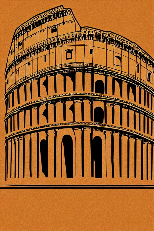 Image similar to minimalist boho style art of colosseum rome, illustration, vector art
