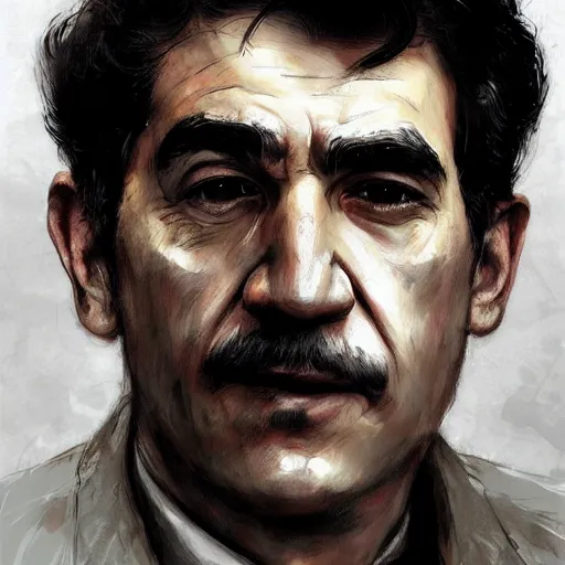 Prompt: portrait of gabriel garcia marquez, colourised, face portrait, epic, tragic, military art, fantasy, dieselpunk, hd shot, digital portrait, beautiful, artstation, comic style, by artgerm, guy denning, jakub rozalski, magali villeneuve and charlie bowater