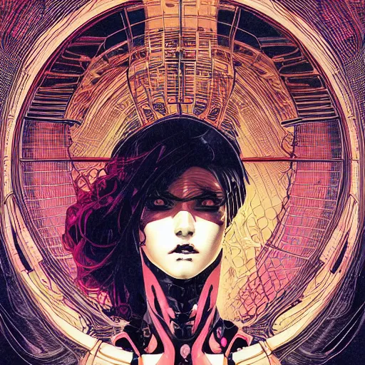 Prompt: portrait of crazy seductive cyberpunk woman, symmetrical, by yoichi hatakenaka, masamune shirow, josan gonzales and dan mumford, ayami kojima, takato yamamoto, barclay shaw, karol bak, yukito kishiro