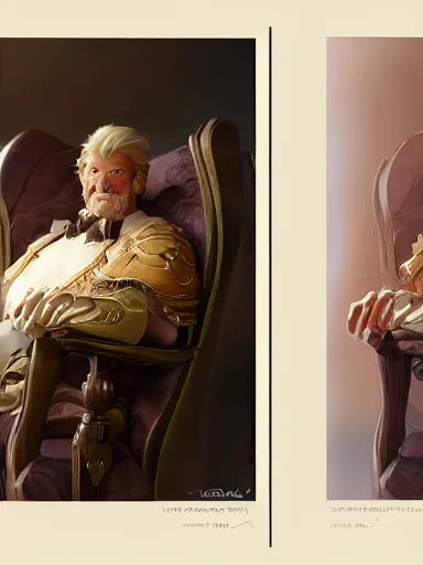 Image similar to a noble man smirking with flirty eyes. relaxed in his chair with crossed arms. intricate, elegant, highly detailed, digital painting, artstation, concept art, sharp focus, illustration, by justin gerard and artgerm, 8 k