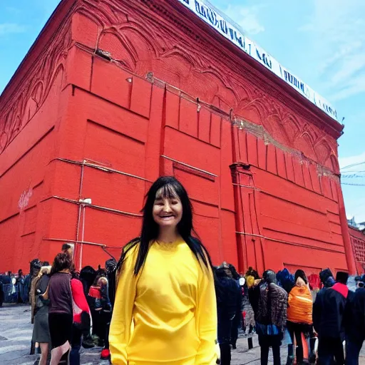 Image similar to photo giant mango standing on red square