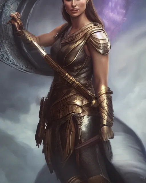 Image similar to 5 5 mm portrait photo of natalie portman as valkyrie. magical atmosphere. art by artgerm and greg rutkowski. highly detailed 8 k. intricate. lifelike. soft light. nikon d 8 5 0.