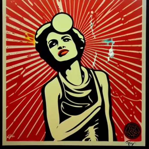 Image similar to graffiti, splash painting by shepard fairey