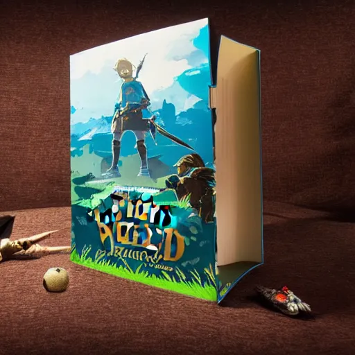 Prompt: pop-up book of Breath of the Wild. Photography. Award-winning. Trending. UHD.