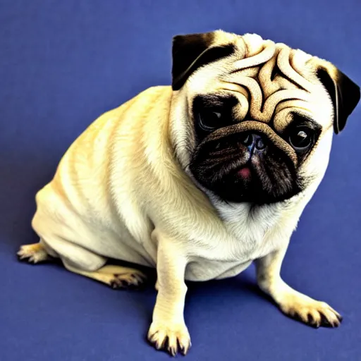 Image similar to the world's most ugliest pug, extreme amount of folds, mangled teeth