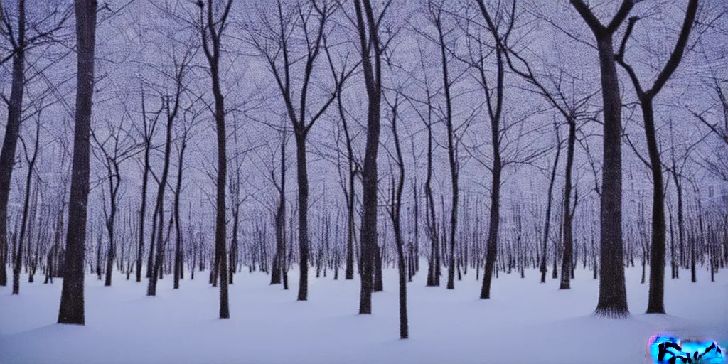 Image similar to a forest in winter moonnight by katayama bokuyo