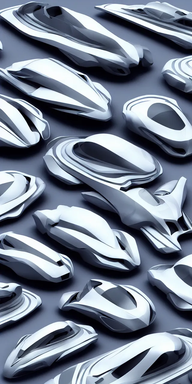 Image similar to A seamless pattern of 3D futuristic sci-fi concept cars by zaha hadid ash thorp khyzyl saleem, karim rashid, 3D, futuristic car, Blade Runner 2049 film, large patterns, Futuristic, Symmetric, keyshot product render, plastic ceramic material, shiny gloss water reflections, High Contrast, metallic polished surfaces, seamless pattern, white , grey, black and aqua colors, Octane render in Maya and houdini, vray, ultra high detail ultra realism, unreal engine, 4k in plastic dark tilt shift