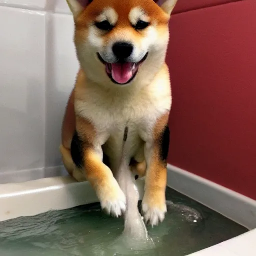 Image similar to Shiba inu puppy takes a bath