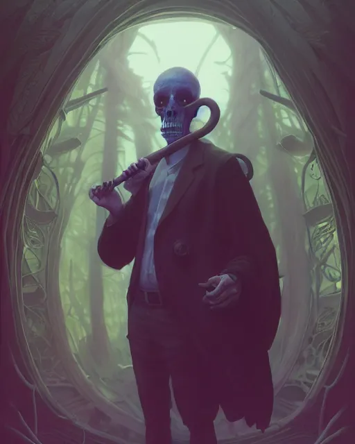 Prompt: highly detailed surreal vfx portrait of a mannerspunk grim reaper, stephen bliss, unreal engine, greg rutkowski, loish, rhads, beeple, makoto shinkai and lois van baarle, ilya kuvshinov, rossdraws, tom bagshaw, alphonse mucha, global illumination, detailed and intricate environment