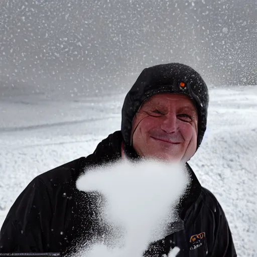 Prompt: Christoph Daum smiling at a pile of white powder, 50mm f 1.8, award winning photograph