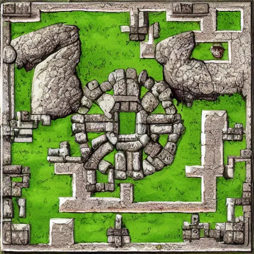 Prompt: RPG battlemap of a ruined battlefield, detailed