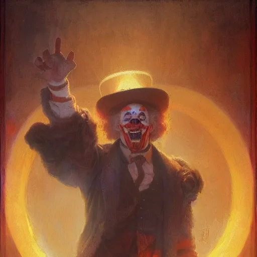 Image similar to uncle sam as a clown, radiant light, caustics, heroic, bright iridescent light, by gaston bussiere, bayard wu, greg rutkowski, maxim verehin