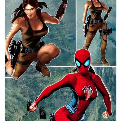 Prompt: Lara croft as spiderwoman, intricate, highly detailed