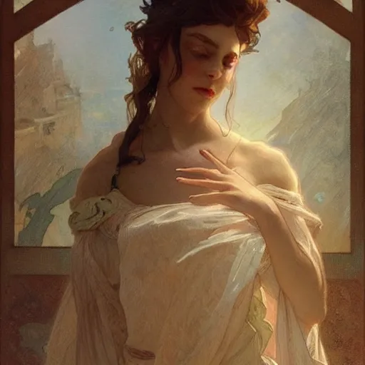 Prompt: the meaning of perfection, very high details by william turner art, greg rutkowski and alphonse mucha, trending on artstation, very very detailed, masterpiece
