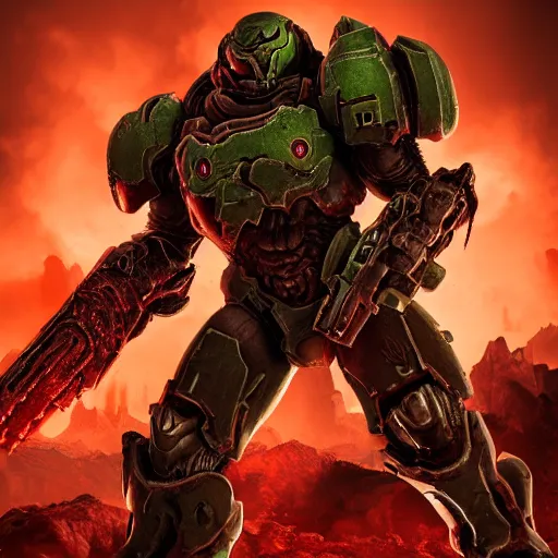 Image similar to doom slayer from doom eternal, photography