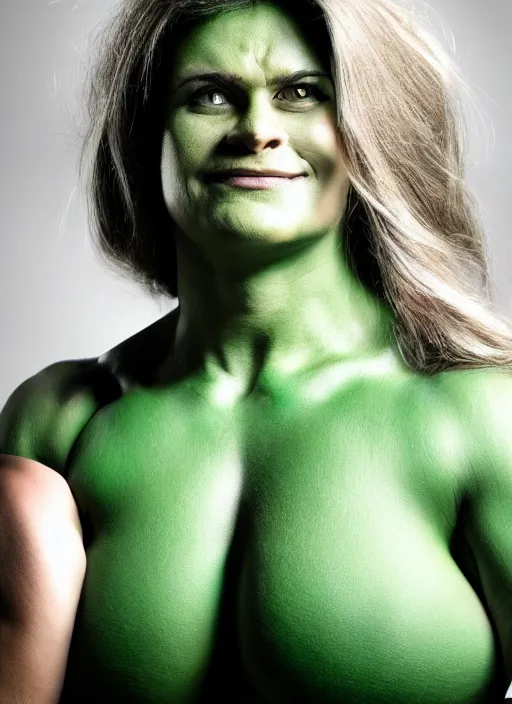 Image similar to A full portrait photo of real-life women hulk, f/22, 35mm, 2700K, lighting, perfect faces, award winning photography.