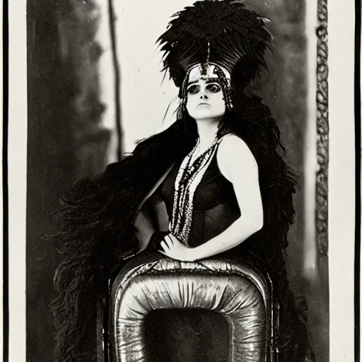 Prompt: Theda Bara as Cleopatra in her throne room