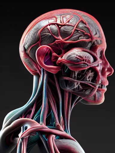 Image similar to anatomical sculpture of central nervous system, quixel megascans, photorealism, cgi, digital concept art, redshift render, physically based rendering, cinematic, filmic : : illustrated on black paper by artgerm, nychos, alan grey, elena masci, yoji shinkawa