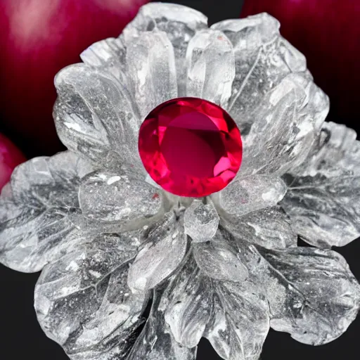 Image similar to An apple is made of ruby crystal.