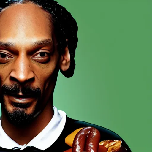 Prompt: photo of snoop dog as a delicious hot dog,