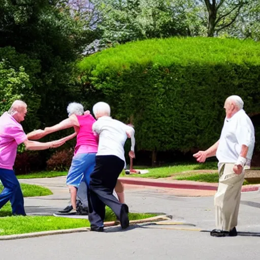 Prompt: fight at a retirement home