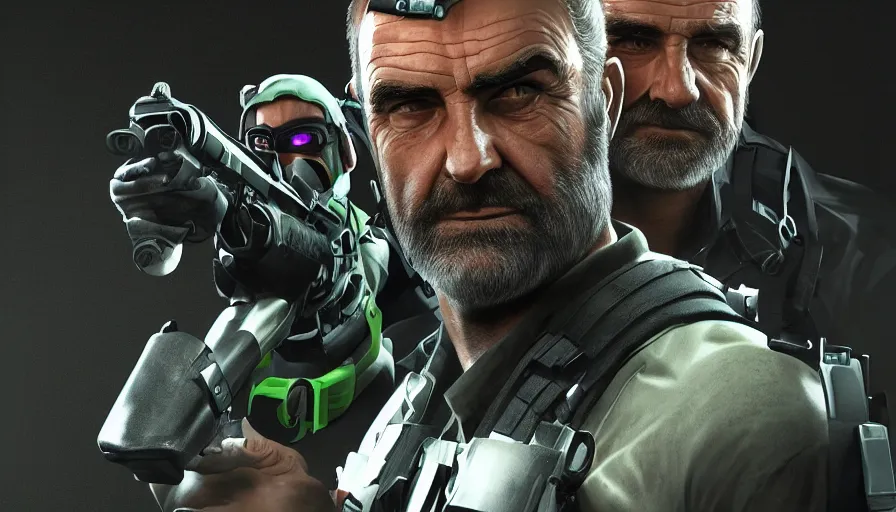 Prompt: Sean Connery is Sam Fisher, hyperdetailed, artstation, cgsociety, 8k