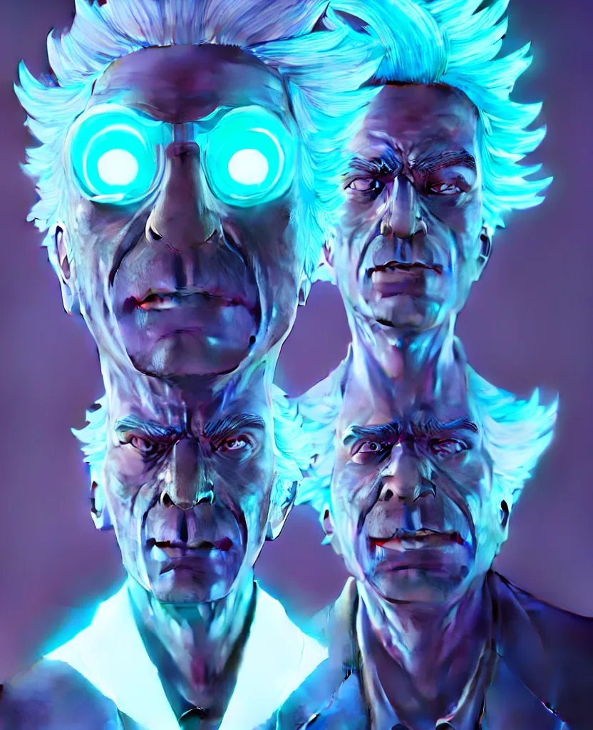 Image similar to Rick Sanchez centered portrait. bioluminiscent. intricate artwork by Tooth Wu and wlop and beeple. octane render, trending on artstation, greg rutkowski very coherent symmetrical artwork. cinematic, hyper realism, high detail, octane render, 8k